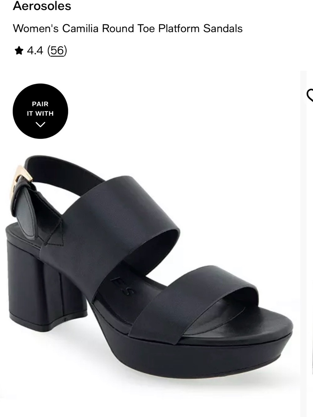 AEROSOLES Camilla Black Platform Heel Sandals